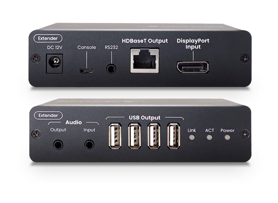 4K 60Hz zero latency DisplayPort, USB 2.0, RS232 and Audio KVM-Extender-Set 4096x2160, max. 100 m, SC&T DP02U-4K6G