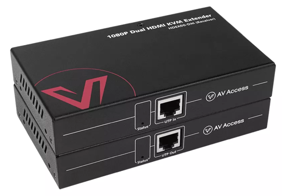 Dual-Monitor HDMI mit 4x USB 2.0 über nur 1 Kabel KVM-Extender-Set mit 2x Zero-Latency 1080p, AV Access HDEX60-DM