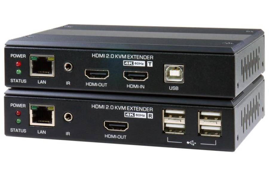 4K@60Hz HDMI 2.0 KVM-Extender bis 100m mit USB 2.0, Audio und lokalem HDMI out, UNICLASS PH-140S