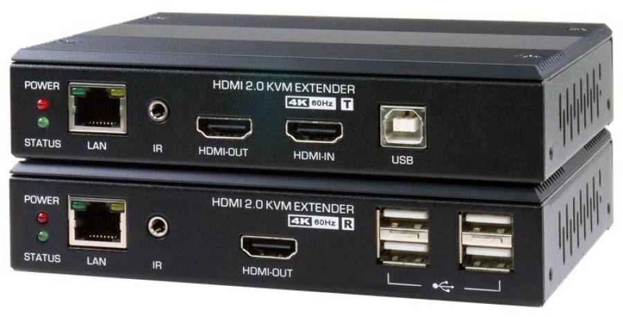 4K@60Hz HDMI 2.0 KVM-Extender bis 100m mit USB 2.0, Audio und lokalem HDMI out, UNICLASS PH-140S