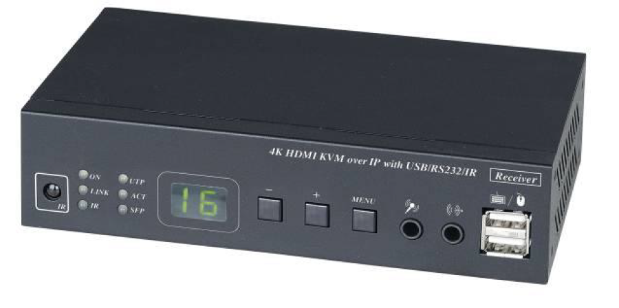 KVM-over-IP 4K Ultra-HD HDMI / USB 2.0 / Audio / RS232 / IR -- Transmitter up to 150 m (IP/CAT), SC&T HKM02BT-4K