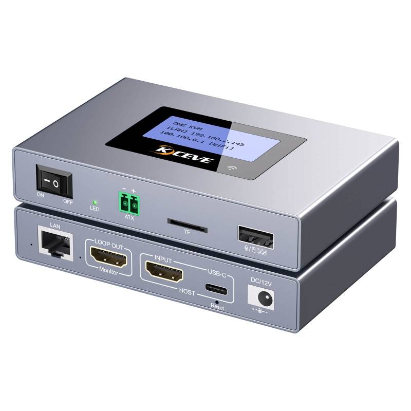 IP-Remote LAN/WiFi KVM-Extender 4K RJ45-LAN, HDMI+USB, KCEVE ANGEET KC-E3Pro-HL