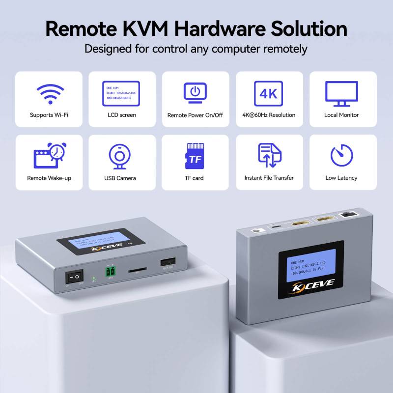 IP-Remote LAN/WiFi KVM-Extender 4K RJ45-LAN, HDMI+USB, KCEVE ANGEET KC-E3Pro-HL