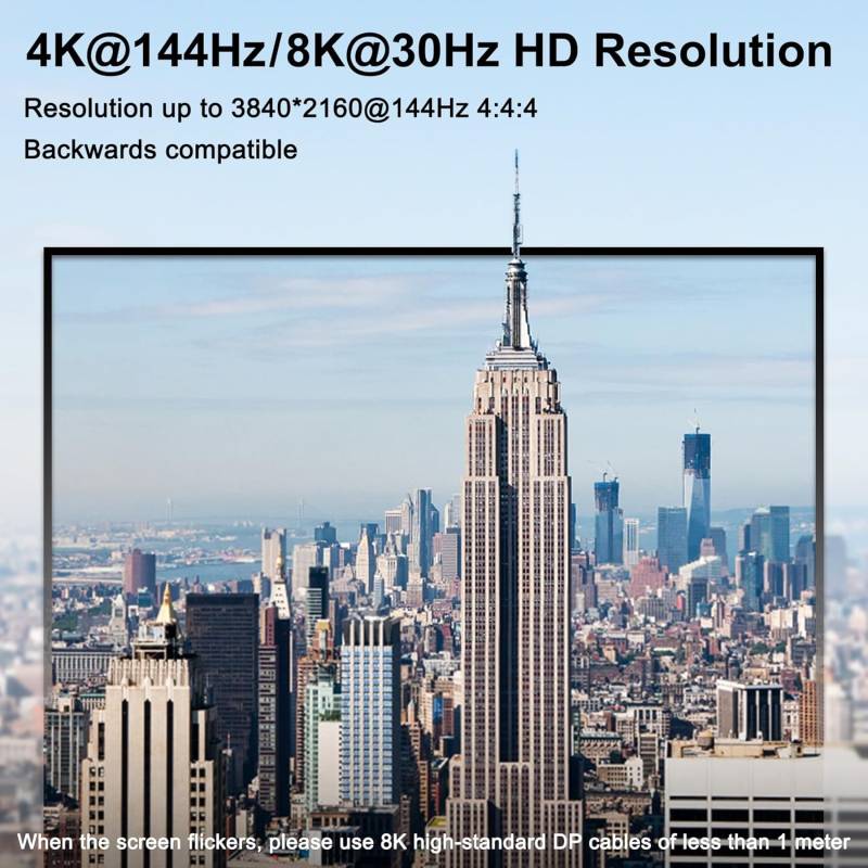 4-Port Dual-Monitor 4K DP 1.4 with up to 144 Hz and USB3.0 KVM-Switch with Cable Remote Control