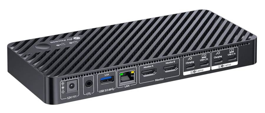 2-Notebook USB-C Docking-KVM-Switch for Dual-Monitor 2x 4K60Hz and with 100W PD Charging function