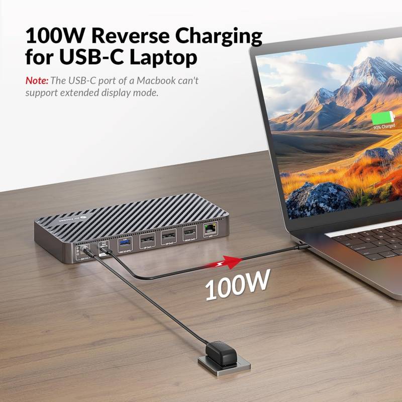 12-in1 USB-C Docking-Station for up to 3x 4K Monitors with integrated 100W PD Notebook Charging