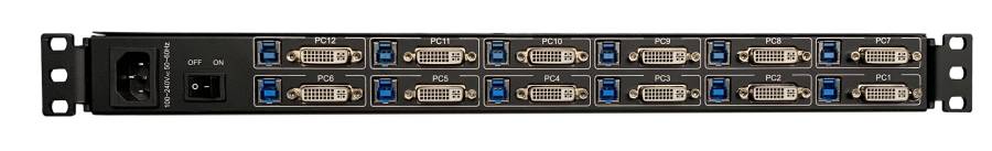 12-Port High-Resolution 1080p FullHD  LCD-Console Drawer with DVI/VGA + USB, ANNSO KVM-1712WPD-AST-M2