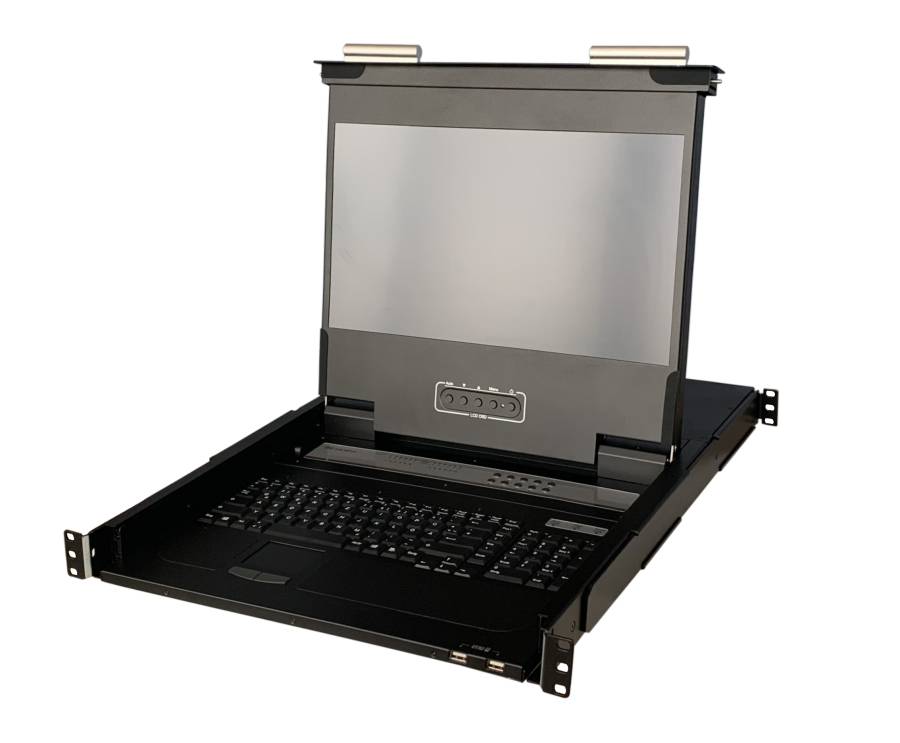 12-Port High-Resolution 1080p FullHD  LCD-Console Drawer with DVI/VGA + USB, ANNSO KVM-1712WPD-AST-M2
