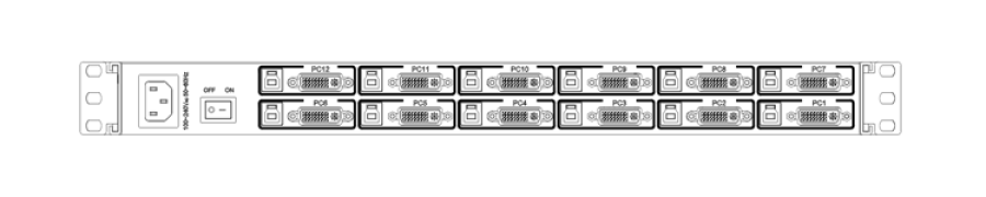 12-Port High-Resolution 1080p FullHD  LCD-Console Drawer with DVI/VGA + USB, ANNSO KVM-1712WPD-AST-M2
