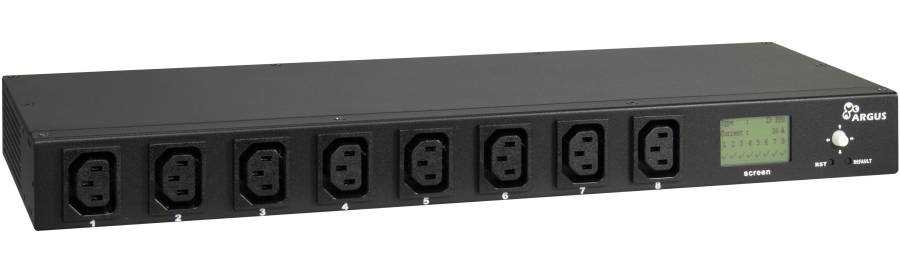 SNMP IP-schaltbare 8-Port PDU 16A mit integr. Leistungs-, Temp.-, Feucht.-Messung, ARGUS SA-0816