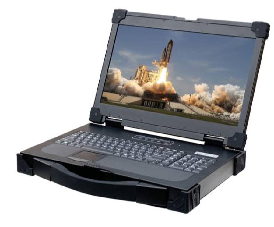 Portable KVM-Konsole mit 1080p LCD 17,3", HDMI+VGA+DVI, Tastatur+Touchpad, ANNSO PLT-1730