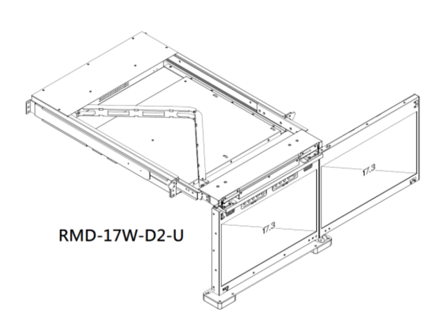 Dual Monitor 1080p 17,3" Flip-Down LCD Display Drawer, ANNSO RMD-17W-D2-U