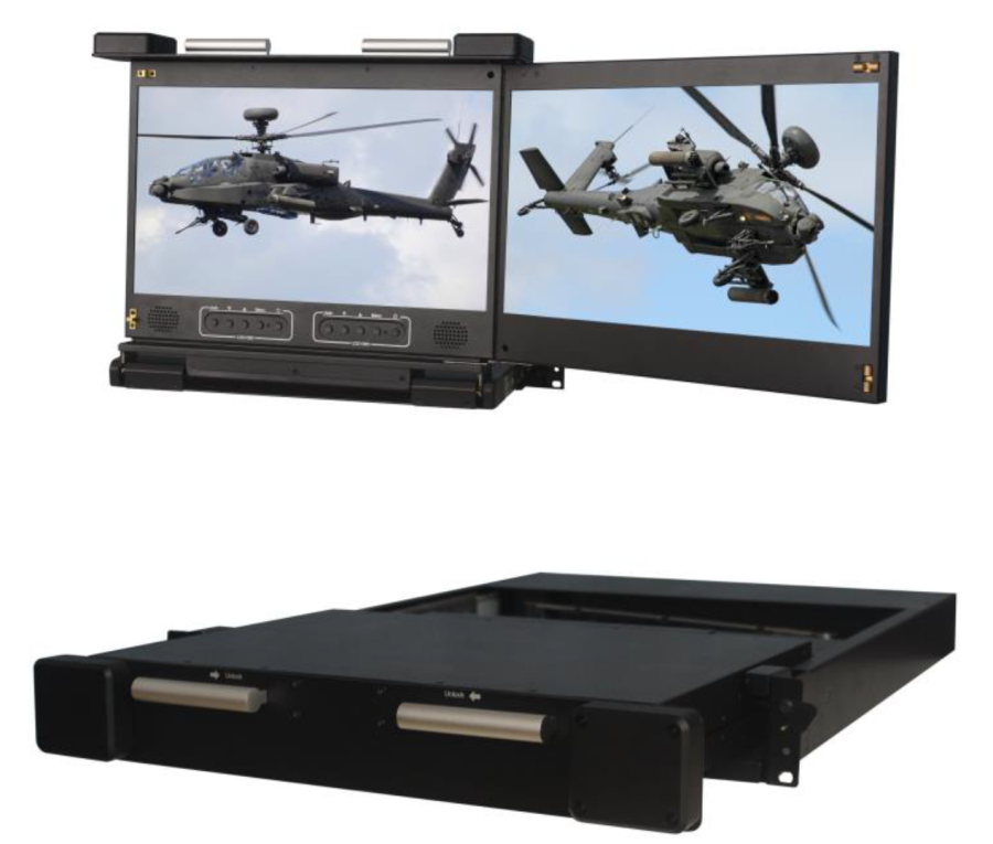 Dual Monitor 1080p 17,3" LCD Display Drawer, ANNSO RMD-17W-D2