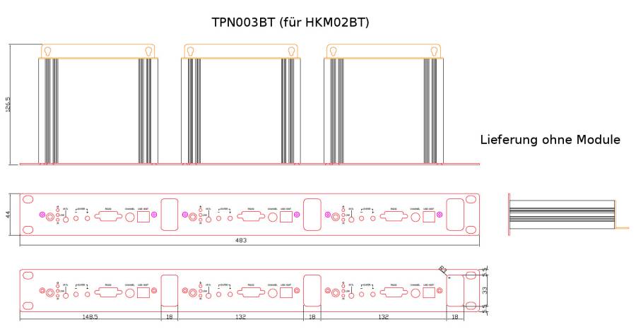 19" Rackmount Kit 1HE for up to 3x HKM02BT Transmitter