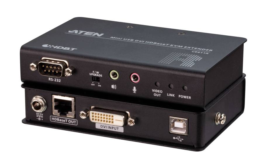 Kleiner DVI + USB 2.0 + Audio HDBaseT KVM-Extender (1920 x 1200 bei 100 m), Aten CE611