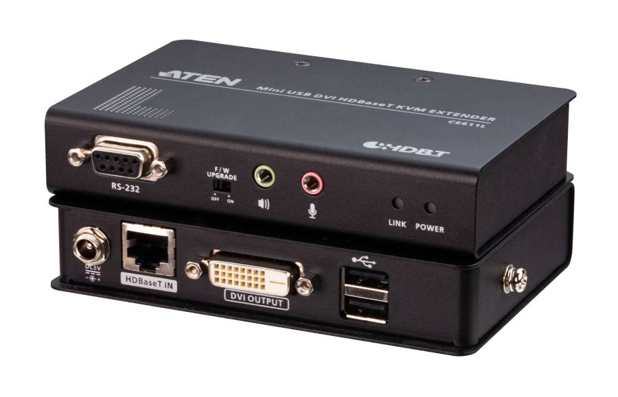 Kleiner DVI + USB 2.0 + Audio HDBaseT KVM-Extender (1920 x 1200 bei 100 m), Aten CE611