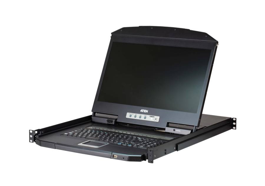 8-Port PS/2-USB VGA Single Rail WideScreen LCD KVM Switch mit kurzer Tiefe, DE-Keyboard - Aten CL3108NX