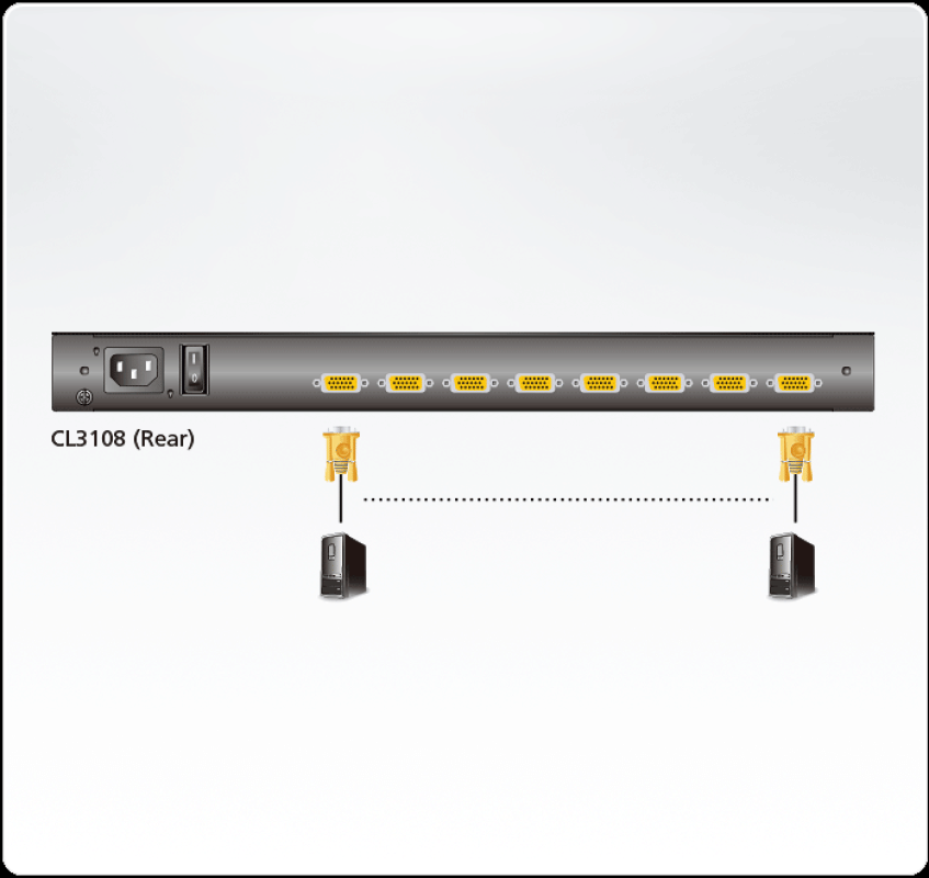 8-Port PS/2-USB VGA Single Rail WideScreen LCD KVM Switch mit kurzer Tiefe, DE-Keyboard - Aten CL3108NX
