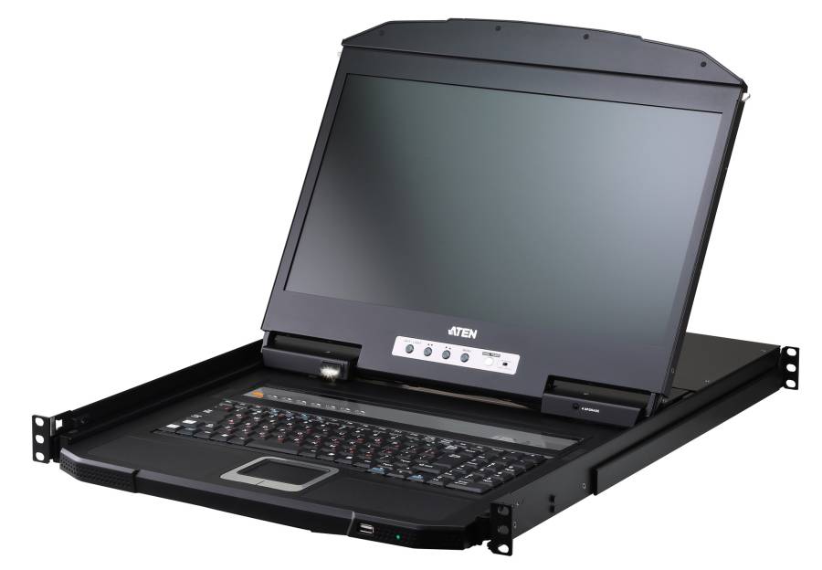 IP-Remote 8-Port kurze 19" KVM-Konsole mit 18,5"-LCD Full-HD Wide-Screen 1366x768, Aten CL3708iNW