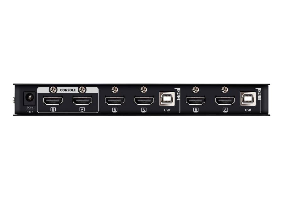 2-Port 4K60Hz HDMI Dual-Monitor KVM-Switch, Hotkey, Kabel-Fernbedienung, inkl. Kabel, Aten CS742H