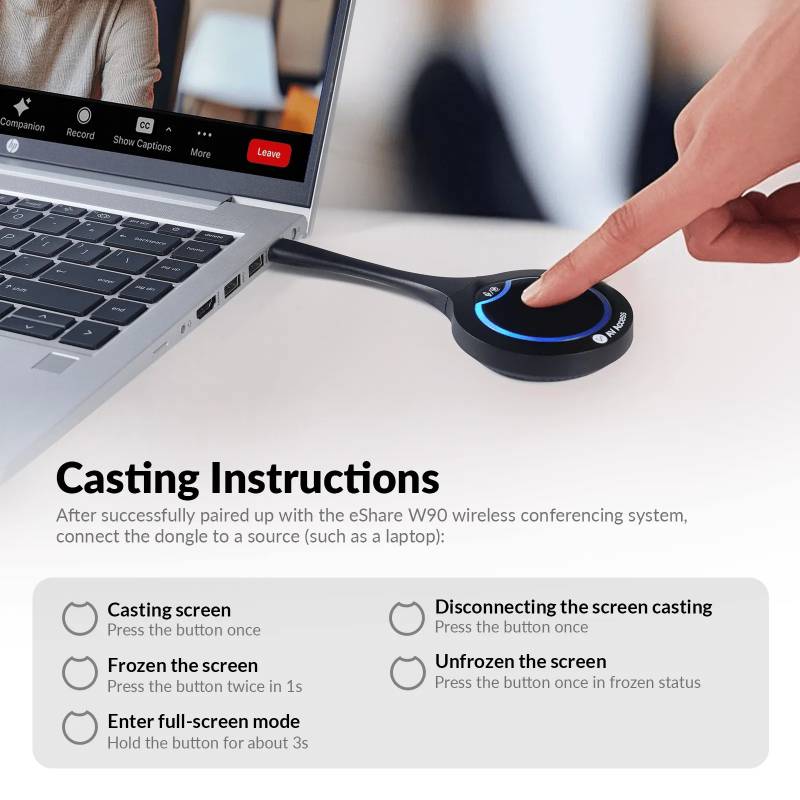 USB-C Casting Dongle, Works with eShare W90 for Wireless Conferencing, 4K UHD, eShare-D30