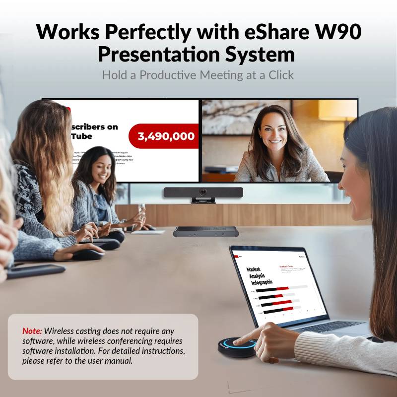 USB-C Casting Dongle, Works with eShare W90 for Wireless Conferencing, 4K UHD, eShare-D30