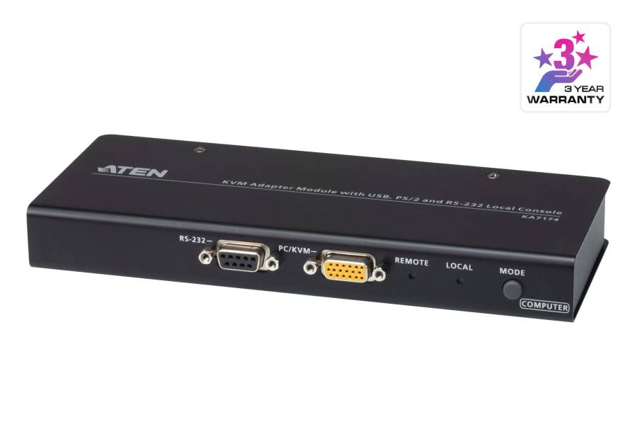 KVM-Adaptermodul mit lokaler USB-, PS/2- und RS-232-Konsole, Aten KA7174