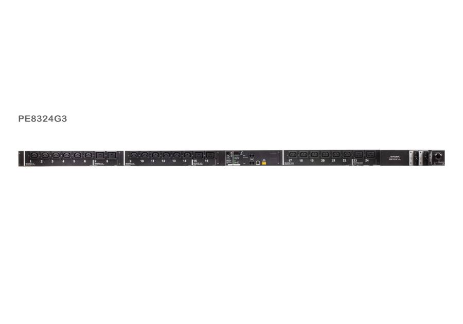 24-Port Öko-PDU 18x C13, 6x C19 mit Schalt- und Ausgangsmessfunktion je Port, Aten PE8324G3