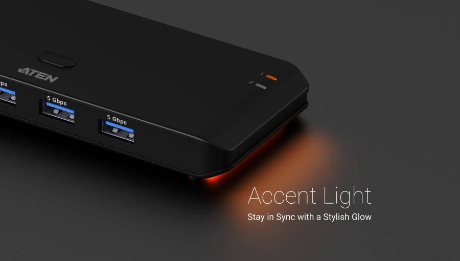 2x4 Sharing Switch USB 3.2 Gen.1 (keine Monitore) für 2x Host / 4x Device, Aten US4324