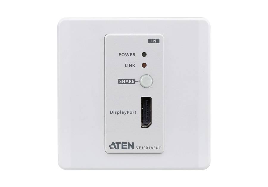 DisplayPort HDBaseT-Lite Transmitter with EU Wall Plate / PoH, Aten VE1901AEUT